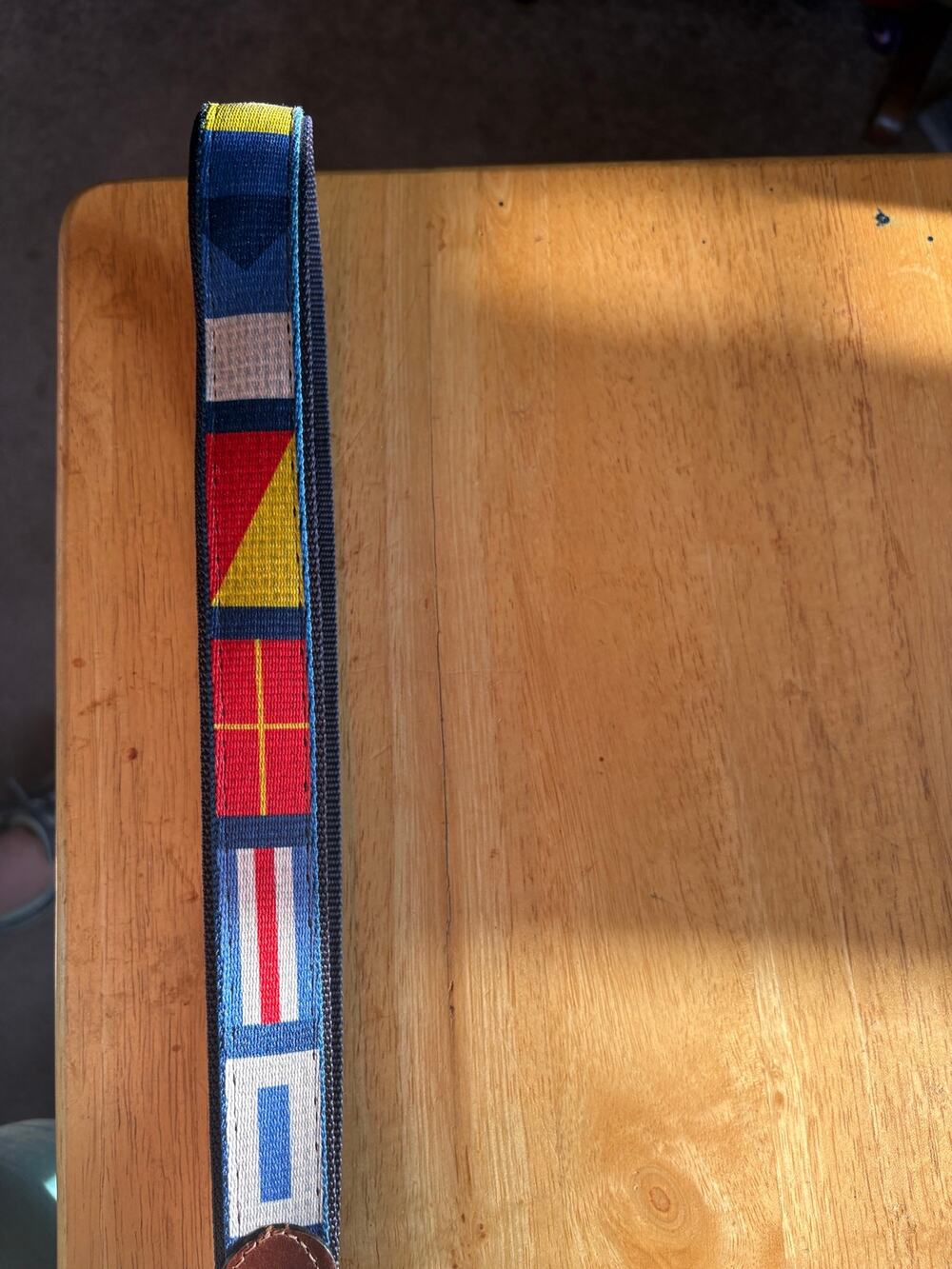Croakies Nautical Flag Leather Belt Sz 34